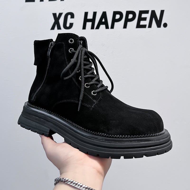 Fashion Explosions Leather Men'S High-Top British Big Head Fashion Joker Locomotive Tooling Rhubarb Boots 81589-A - Image 2